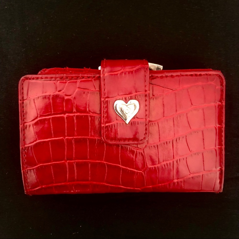 Red croc wallet with heart detail